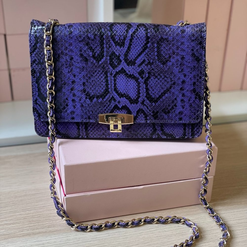 Uterque Sleek Purple Snakeskin Wallet on Chain